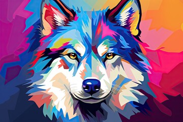 Naklejka premium Colorful Husky