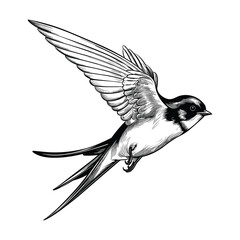 Hand Drawn Sketch Swallow Bird Illustration - obrazy, fototapety, plakaty