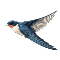 Obraz premium Hand Drawn Flat Color Swallow Bird Illustration