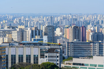 Urban landscape of the architecture of Sao Paulo, new and old buildings downtown of Sao Paulo - SP, Brazil. 