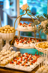 various pasties decorations at a wedding party table