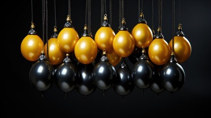A bunch of shiny yellow and anthracite ballons.UHD wallpaper