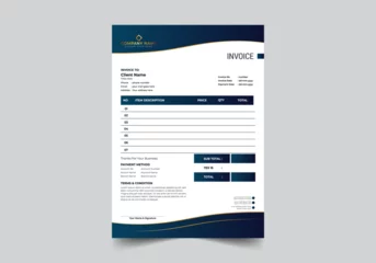 Fotobehang Invoice minimal design template. Bill form business invoice accounting money bills or price invoices and payment agreement design templates. Tax form, bill graphic or payment receipt page vector © pixopetal