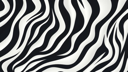 Abstract Zebraesque Pattern with Organic Curving Lines and Stylized Animal Motifs in Canvas Texture Style
