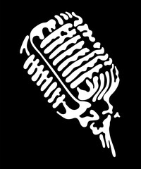 Old microphone black and white stencil image