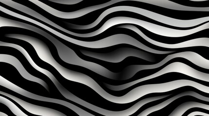 Organic Biomorphic Black and White Zebra Line Wallpaper with Soft-Edged Abstraction Style