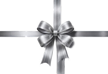 silver ribbon and bow with grey isolated against transparent background
 - obrazy, fototapety, plakaty