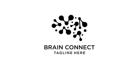 Human brain combination logo design with connected dots.Brain vector logo design and connection technology icon vector illustration modern technology brain design template