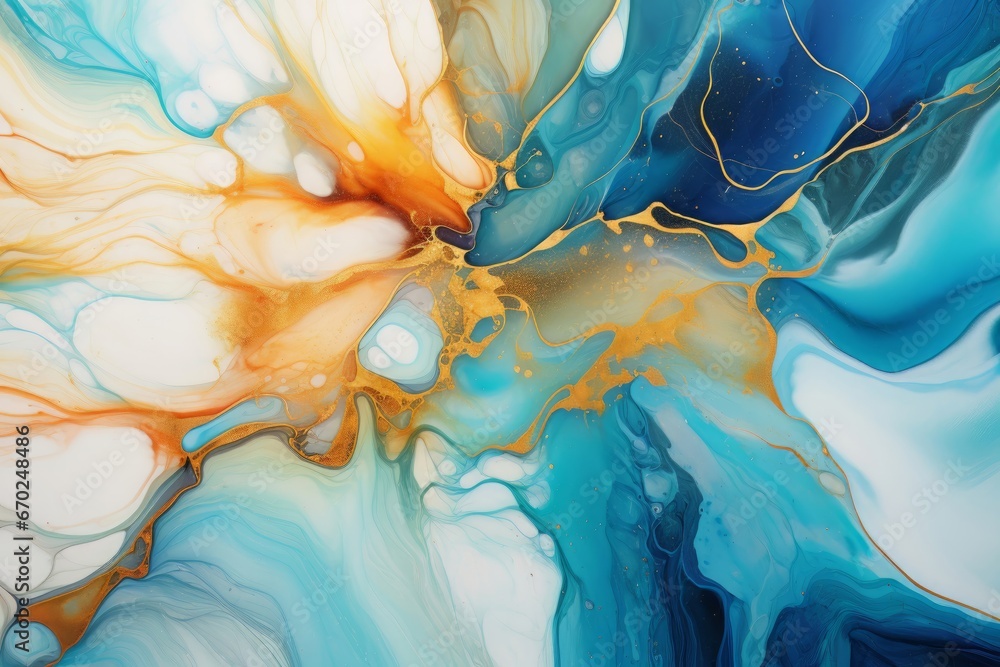 Poster abstract fluid art painting in alcohol ink technique