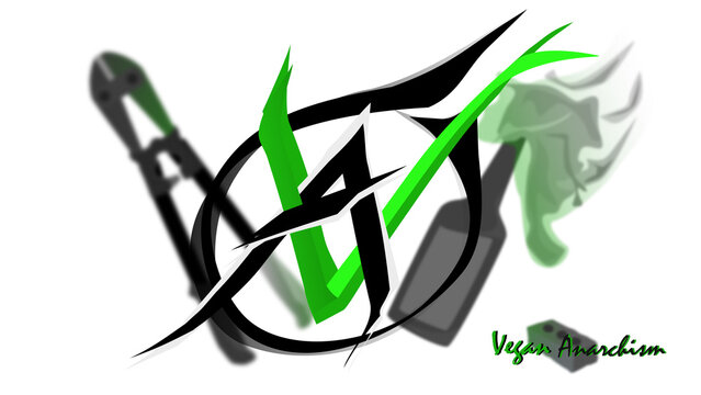 Vegan anarchism logo (transparent background. A vector drawing of vegan anarchism political theory concept logo