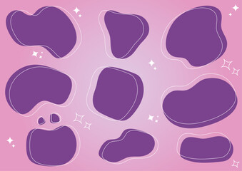 Abstract shape, deformation, deformation purple, shape round purple, squishy round, material set shape, Misalignment Set 
