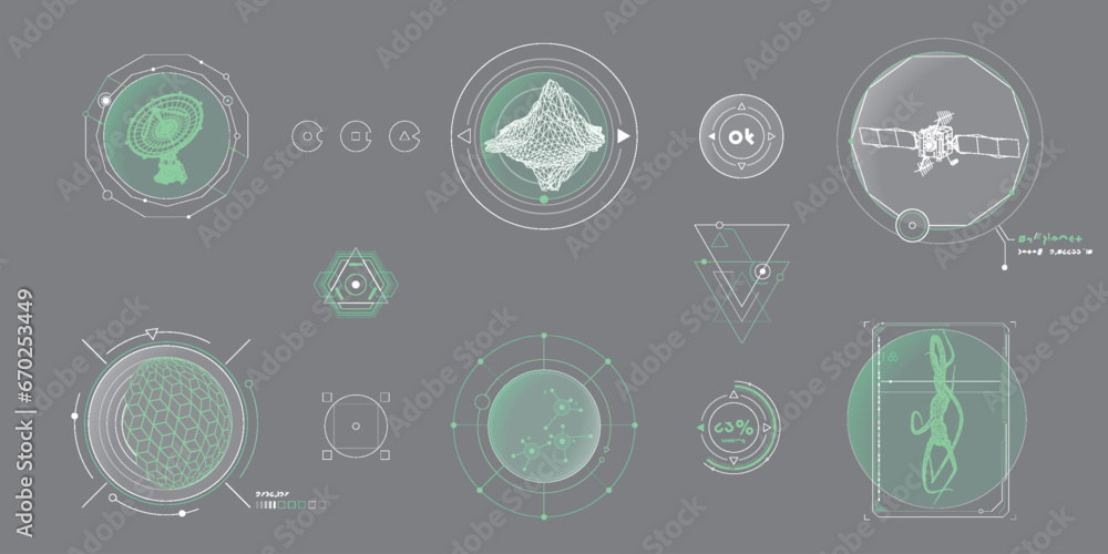Aufkleber circular vector infographic elements for sci-fi interface.