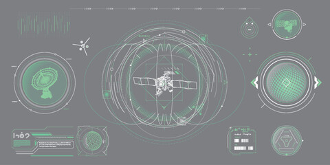 Vector data elements for sci-fi interface infographics.