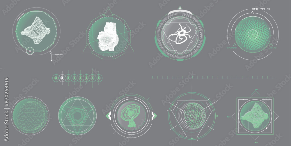 Poster circular vector infographic elements for sci-fi interface.