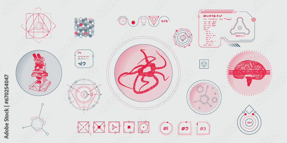 Poster vector data elements for sci-fi interface infographics.