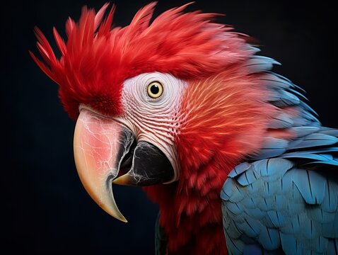 Illustration parrots, exotic bird oil painting for wall decorations. Generative ai