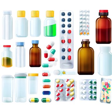 set of medicine bottles