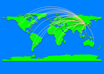 Naklejka premium Fuxin, China map - Concept map for Fuxin, China on World map. Suitable for export concepts. File is suitable for digital editing and prints of all sizes.