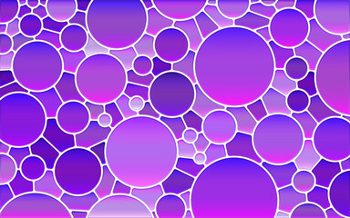 abstract vector stained-glass mosaic background - purple and violet circles
