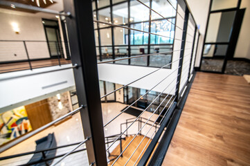 modern railing ans stair at new finished building