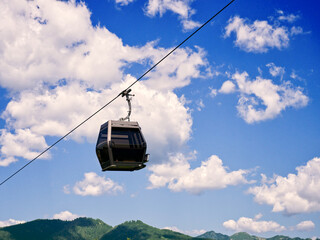 Cable car blue sky in summer