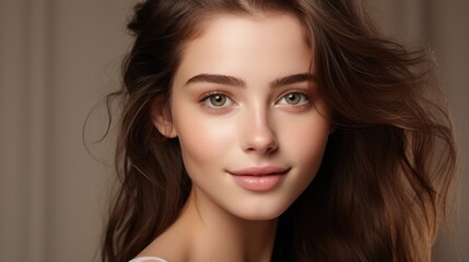 Naklejka premium Beautiful, healthy and smooth skin woman face. smooth and healthy face for skincare cosmetics advertising or beauty product.