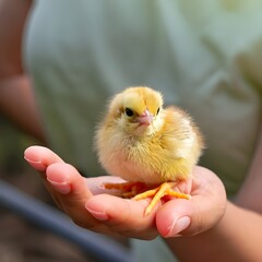 baby chicken in hands