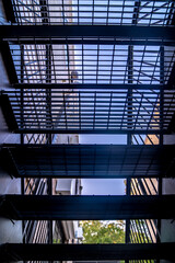 metal steel staircase fire exit n modern building