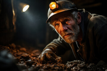 A miner extracting raw materials from an underground tunnel, illustrating the Concept of the...