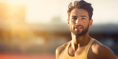 portrait of handsome man who doing sport outdoor. healthy lifestyle