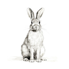 Obraz premium Rabbit in Black and White Graphic Isolated on White Background