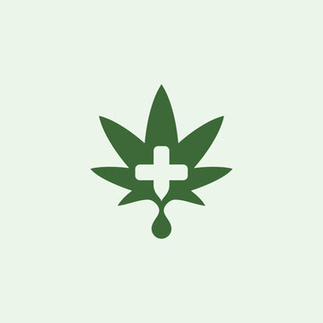 logo made from combination of CBD marijuana with medical logo. medical logo template