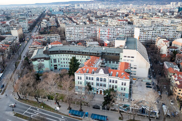 Fototapeta premium Aerial view from drone of Economic University of Varna