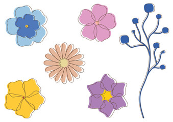 Abstract botanical art background vector, colorful flowers, Spring flower illustration, Modern abstract design, flower, floral, vector, design, illustration