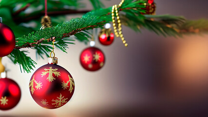Christmas balls and decorations, decorated Christmas tree and Christmas objects cut out in png with transparent background