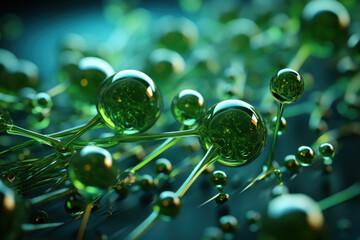 A close-up of engineered yeast producing bio-based chemicals, reducing dependence on petroleum. Concept of green chemistry and sustainability. Generative Ai. - obrazy, fototapety, plakaty