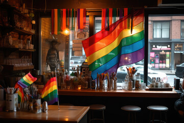 Fototapeta premium Support LGBTQ in a coffee shop rights embrace diversity