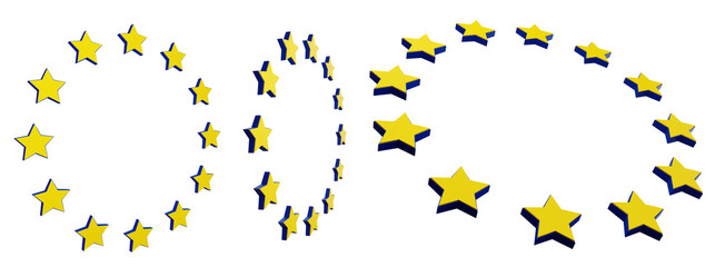 EU Europe, european stars yellow and blue 3d-illustration isolated - obrazy, fototapety, plakaty