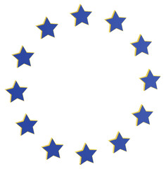 EU Europe, european stars blue yellow 3d-illustration isolated