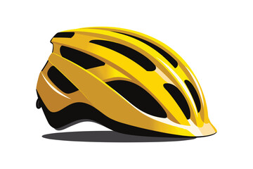 Bicycle helmet in yellow and black, sport equipment design, vector illustration isolated on white background