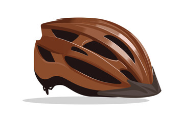 Brown protective cycling helmet, brown bicycle helmet, hard hat, vector illustration isolated on white background