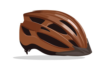 Fototapeta premium Brown protective cycling helmet, brown bicycle helmet, hard hat, vector illustration isolated on white background