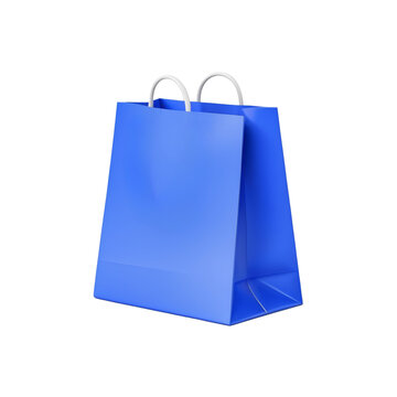 3d blue shopping bag on transparent background