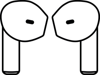 Futuristic wireless Bluetooth AirPod vector Illustration simple black and white - Graphic resource 