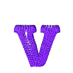 Symbol made of purple cubes. letter v