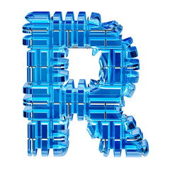 Blue ice transformed symbol. letter r