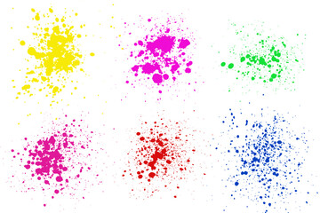 colorful ink set, splash splatter abstract shape vector
