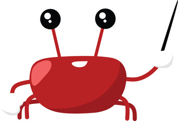 Crabs Mascot Character Cartoon Holding Stick Pointing Pose Vector Illustration