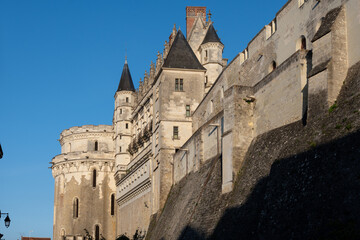 Walking in Amboise medieval town with royal castle located on Loire river, France