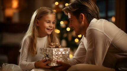 The happy exchange of gifts creating holiday memories
